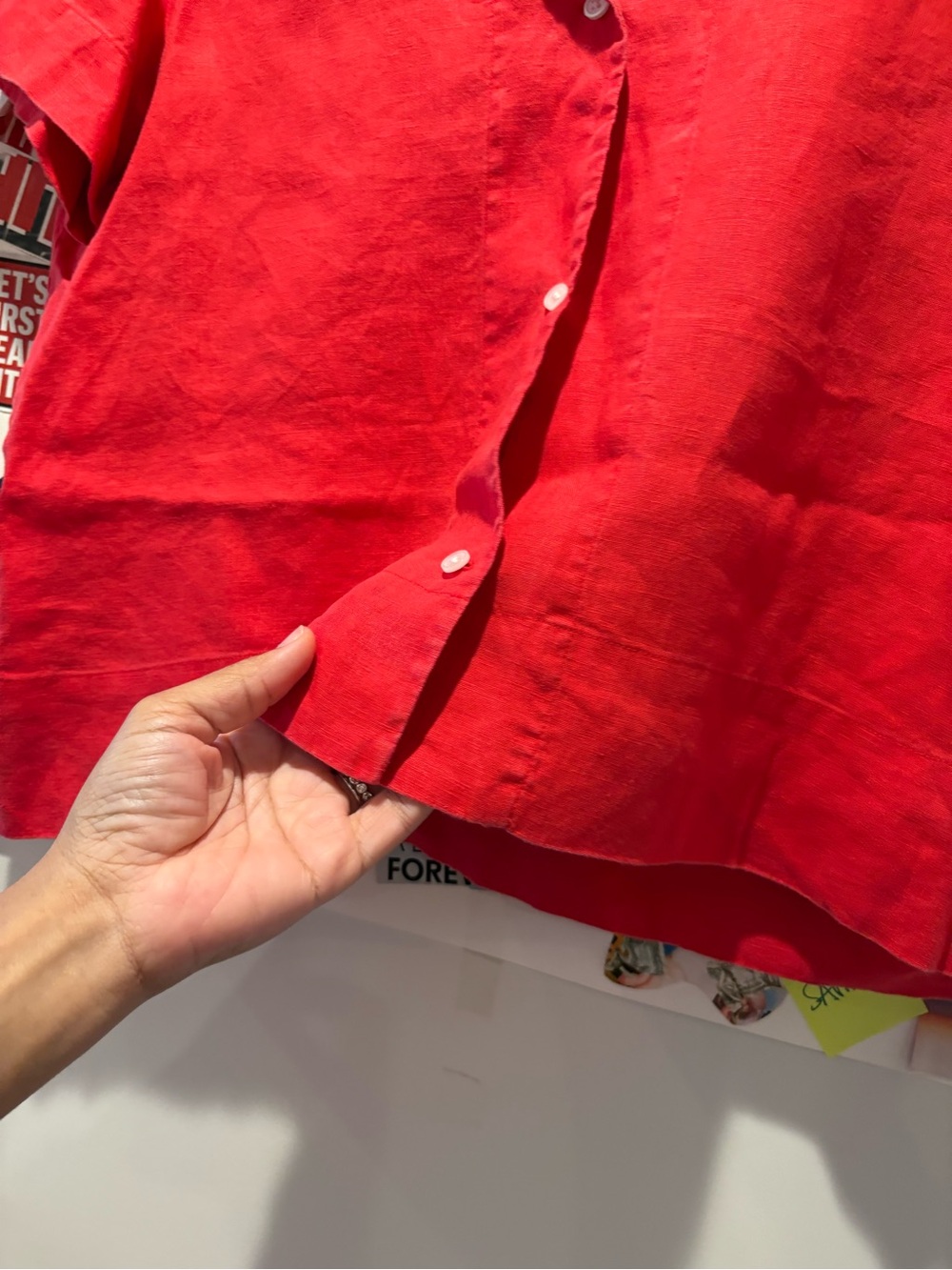 Everlane Bright Red Short-Sleeve Button-Down Shirt - Picture 9 of 13